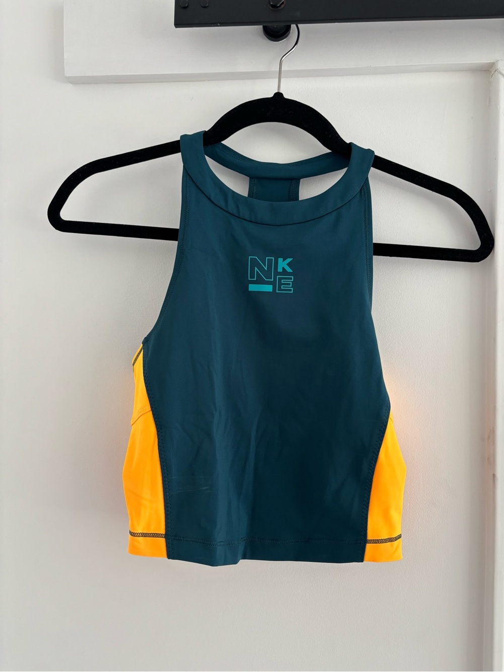 Nike Teal & Yellow Racerback Training Crop
